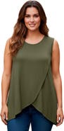 Jessica London Sleeveless Tulip Overlay Knit Tunic