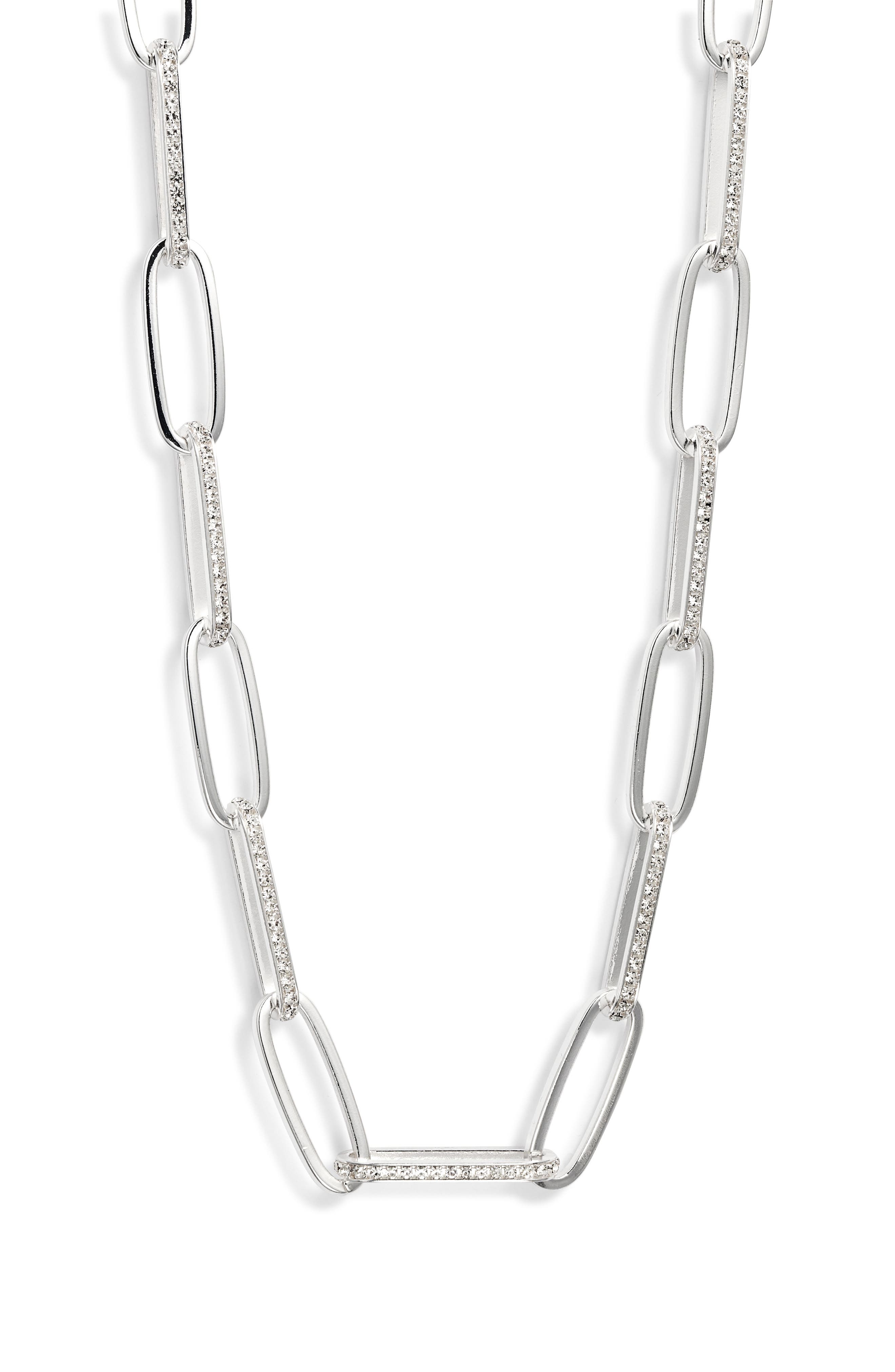 Nordstrom Rhinestone Paper Clip Chain Necklace