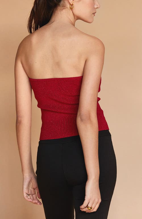 Crescent Rey Lurex Rib Corset Top In Ruby In Ruby
