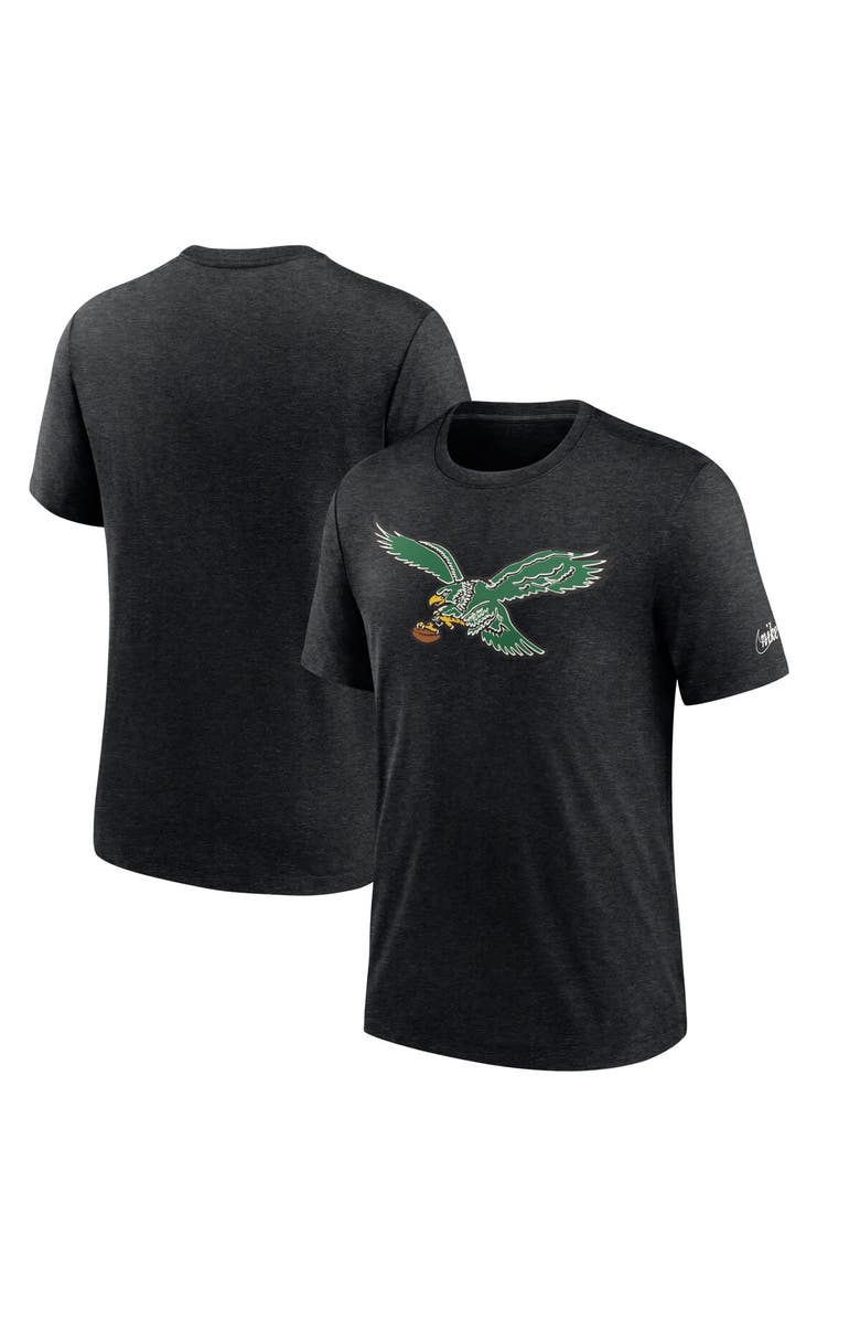 Nike Men's Nike Heather Black Philadelphia Eagles Rewind Logo Tri-Blend T-Shirt, Alternate, color, 