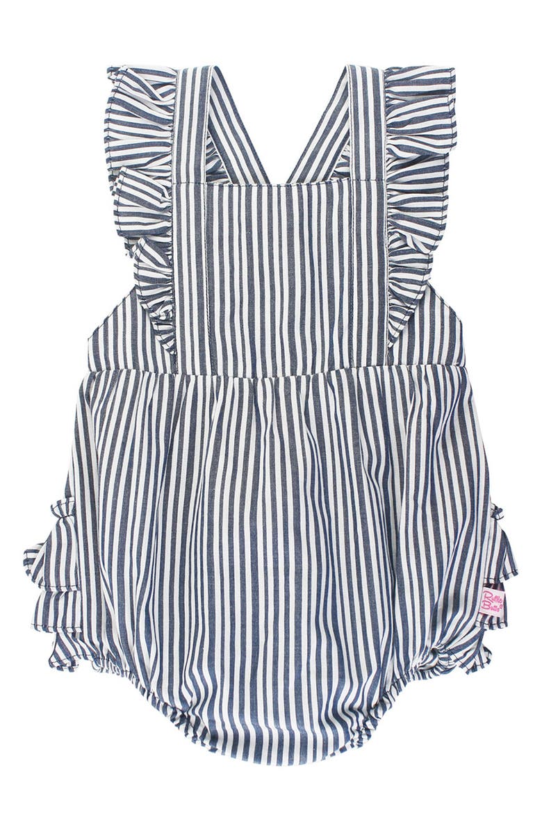 RuffleButts Stripe Bubble Romper, Main, color, Blue