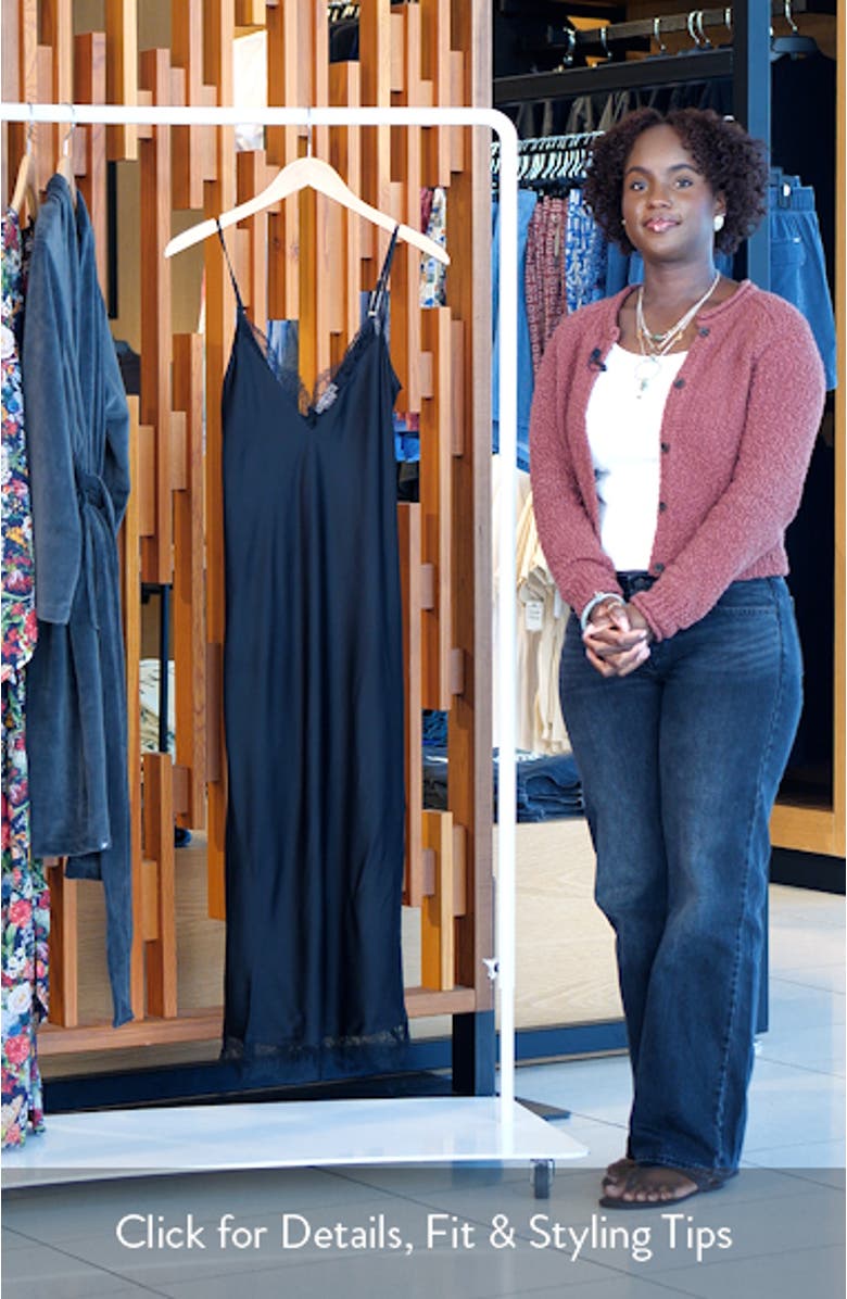 Confidence Lace Trim Stretch Satin Chemise, sales video thumbnail