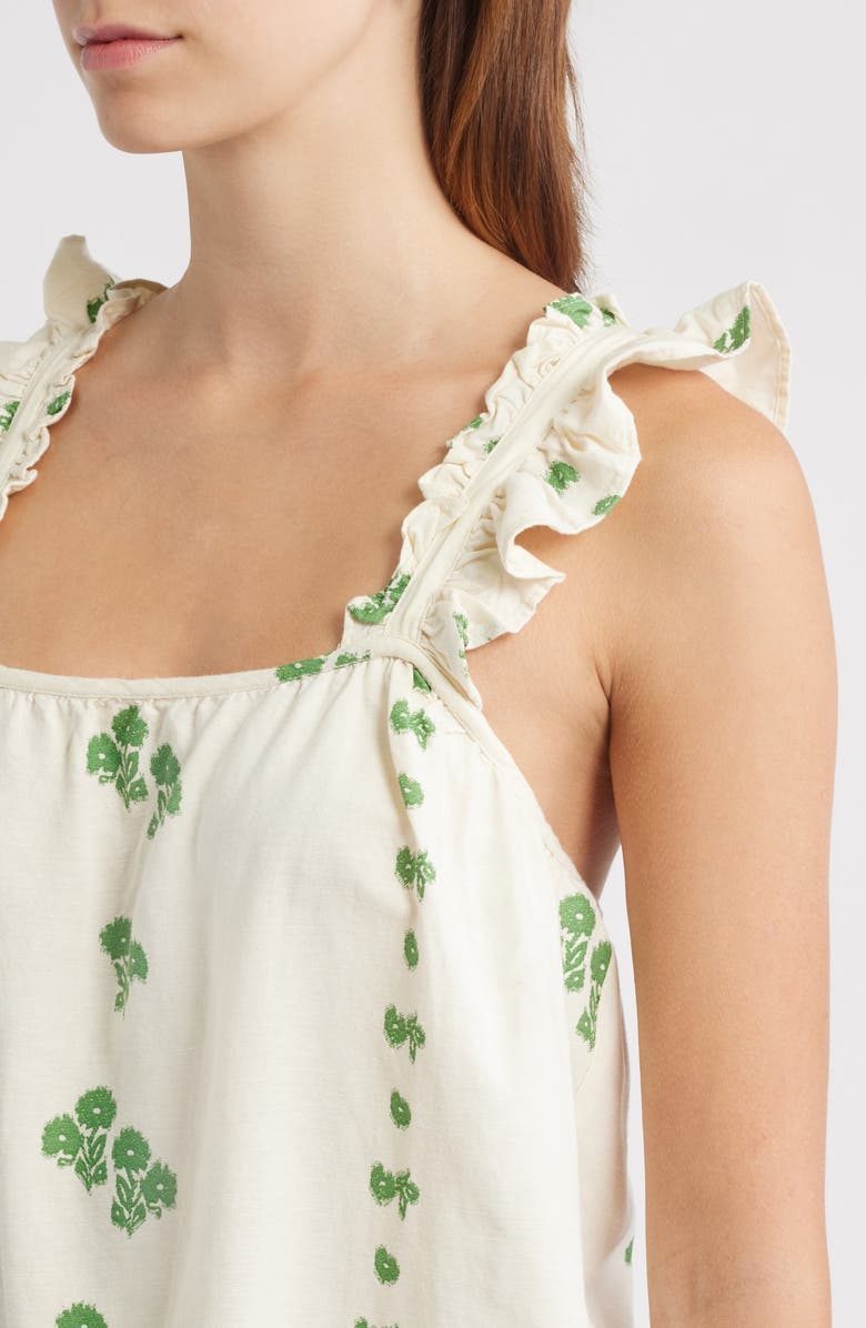 VERO MODA Pamela Floral Ruffle Strap Tank, Alternate, color, Cloud Dancer Detail