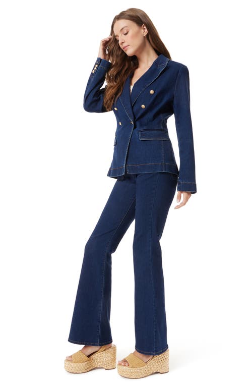 Sam Edelman Imogen Double Breasted Denim Blazer In Blue