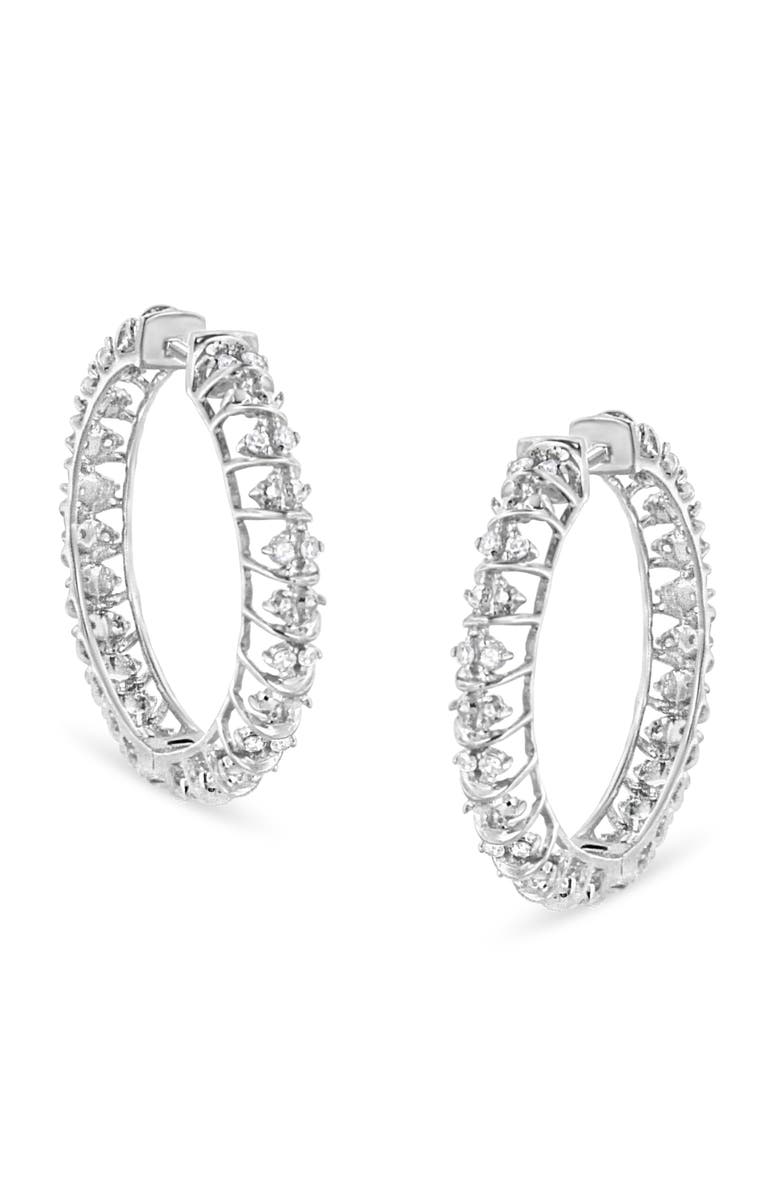 Haus of Brilliance Silver 1/2 Ct Diamond Wire Cage Style Hoop Earring, Alternate, color, White