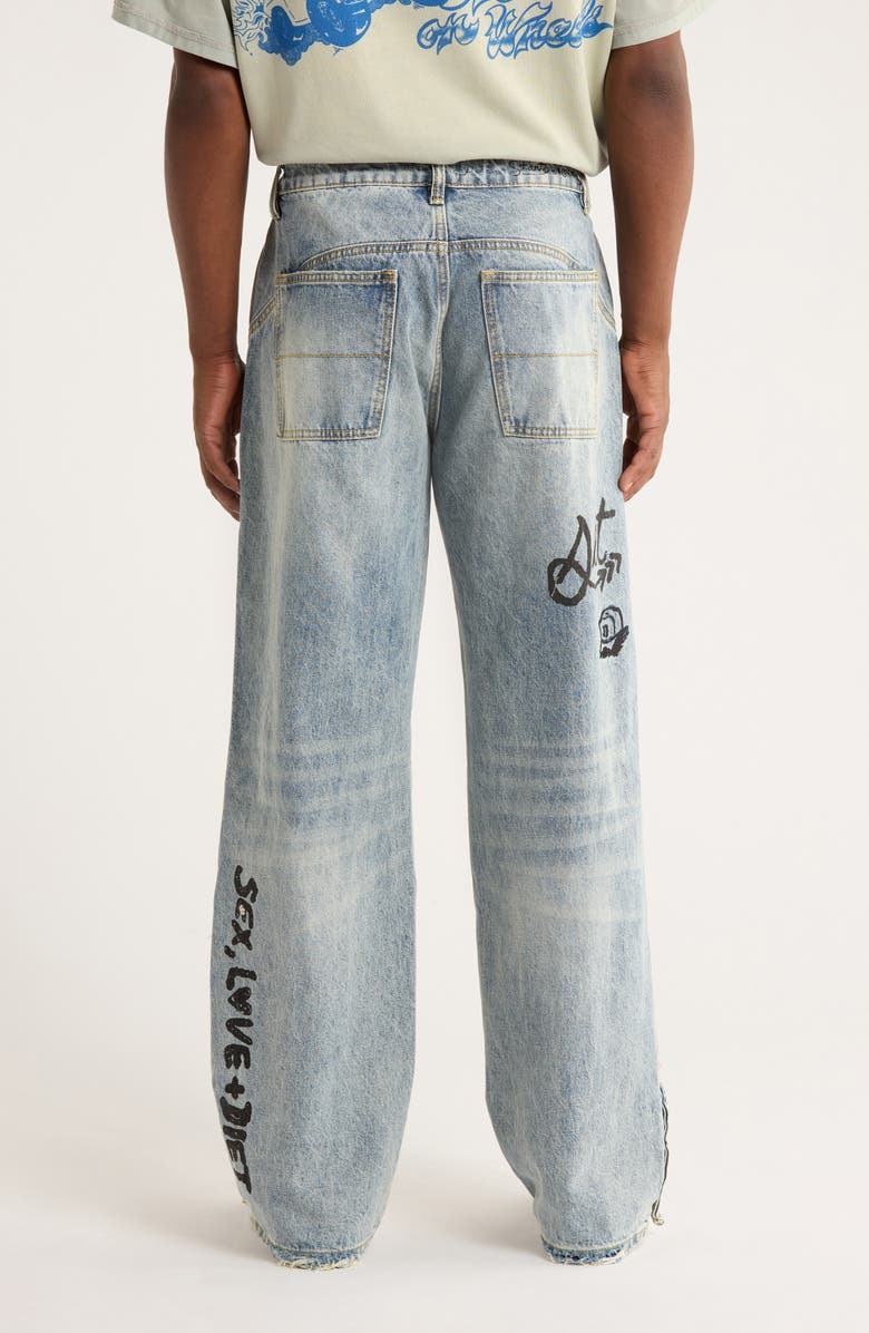 DIET STARTS MONDAY Doodle Embroidered Ripped Cotton Jeans, Alternate, color, Indigo