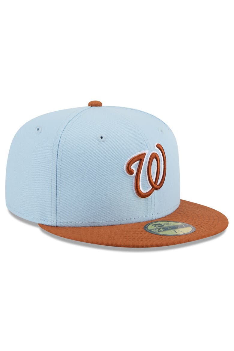 Men's New Era Light Blue/Brown Washington Nationals Spring Color Basic Two-Tone 59FIFTY Fitted Hat, Alternate, color, Light Blue