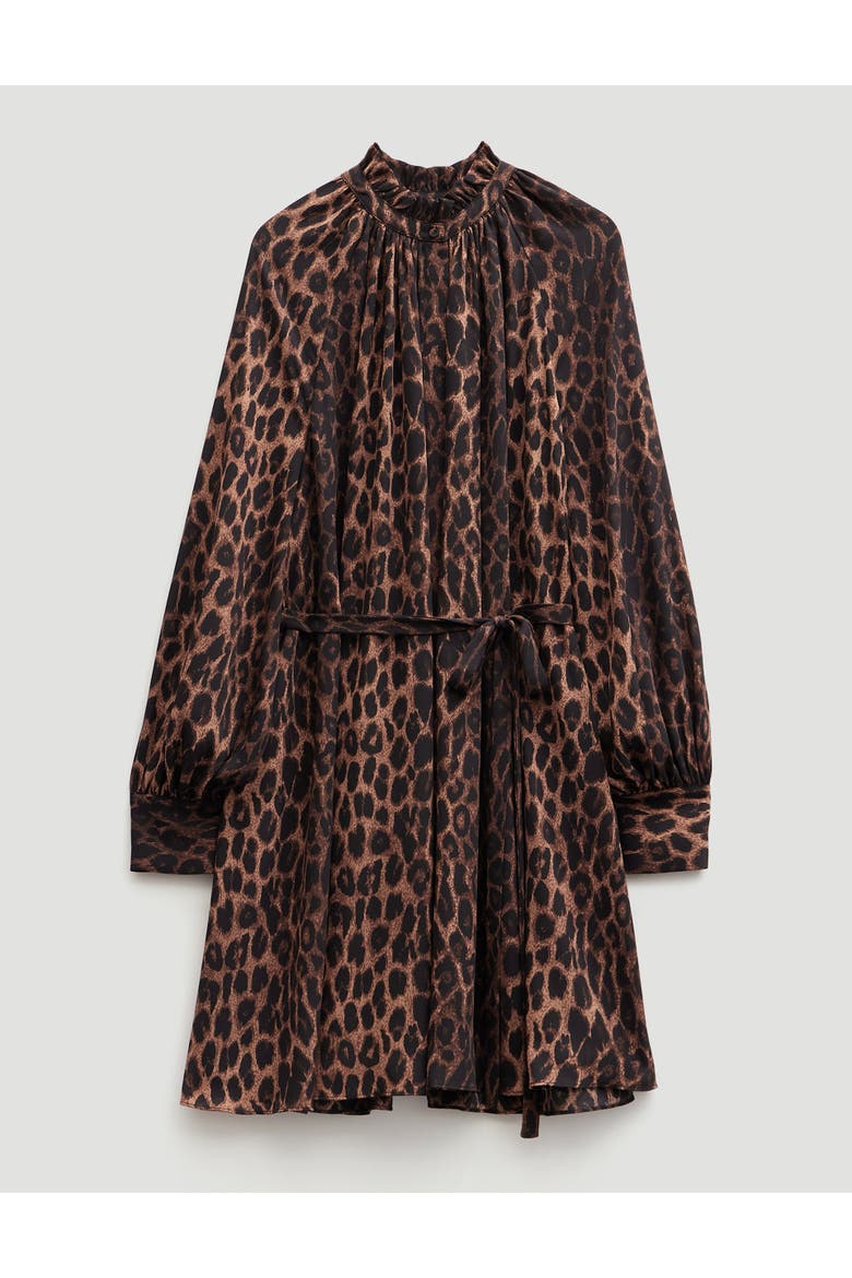 Printed Chiffon Mini Dress, Alternate, color, Natural Leopard Brown