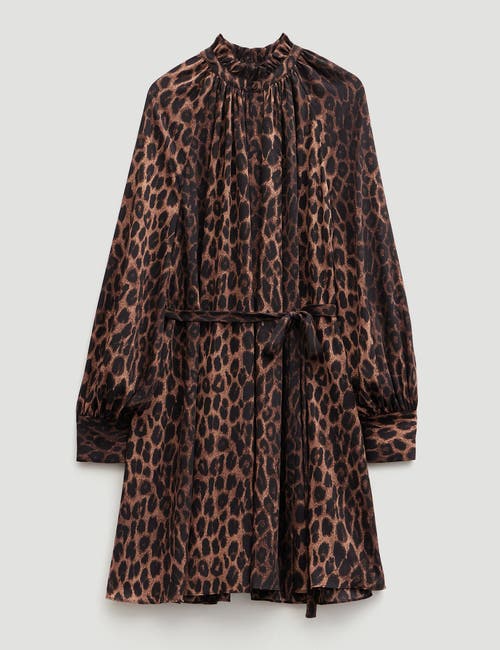 Hush Printed Chiffon Mini Dress In Brown