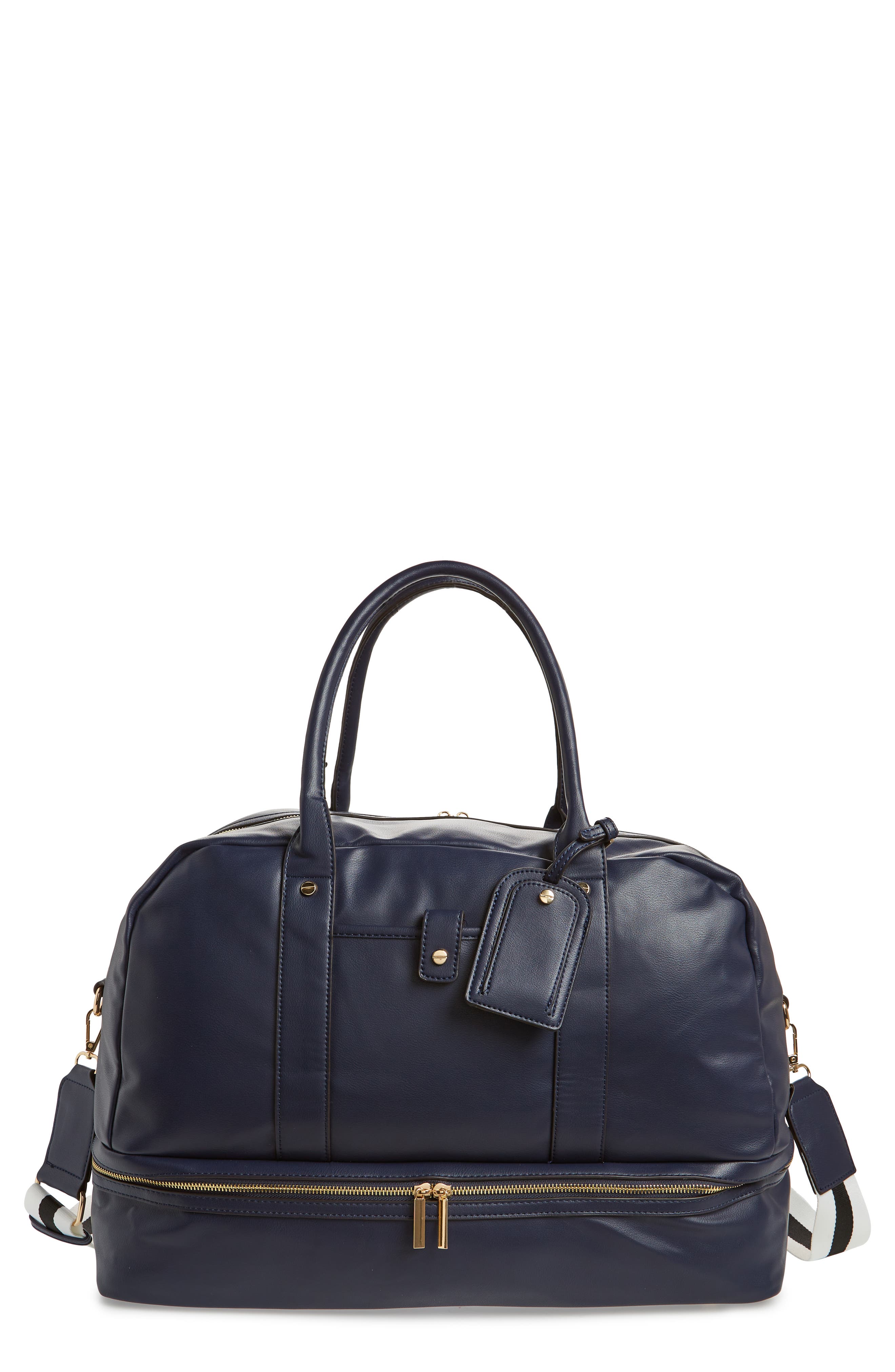 Mali + Lili Riley Vegan Leather Weekend Travel Bag In Blue