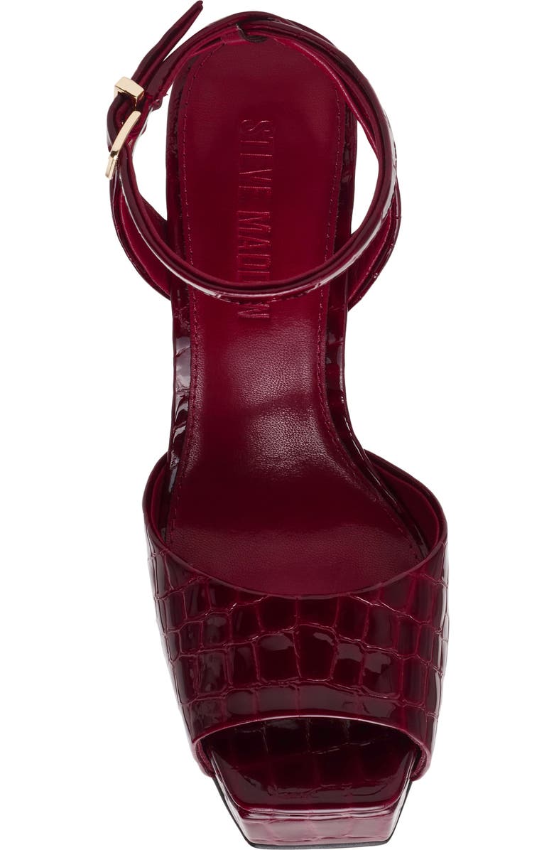 Steve Madden Sass Ankle Strap Platform Sandal, Alternate, color, Red Croco