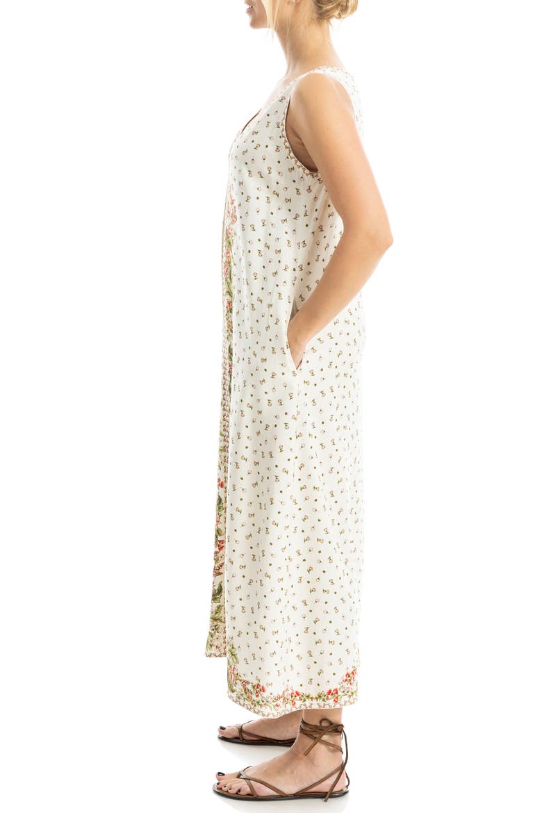 Border Print Sleeveless Maxi Dress, Alternate, color, BIRCH LEAFY FLORAL