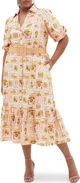 City Chic Anna Print Button-Up Shirtdress