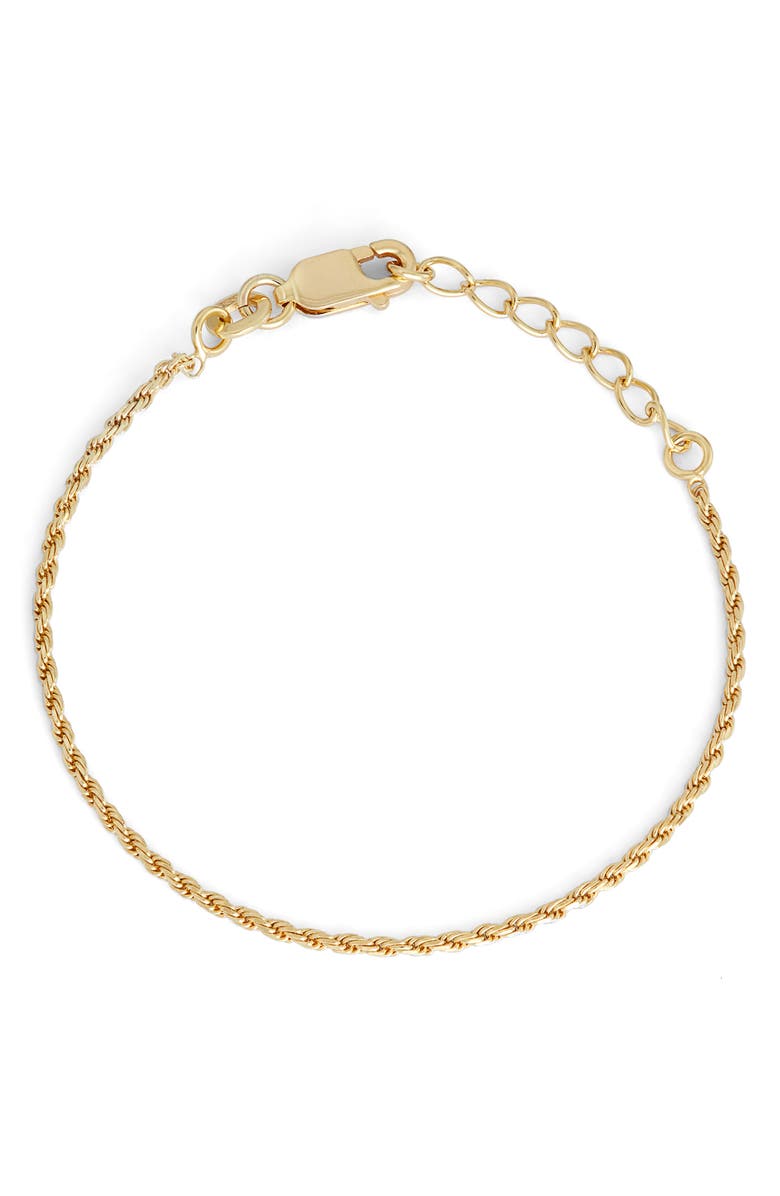 FZN Kids' 14K Gold Plate Sterling Silver Rope Chain Bracelet, Main, color, 