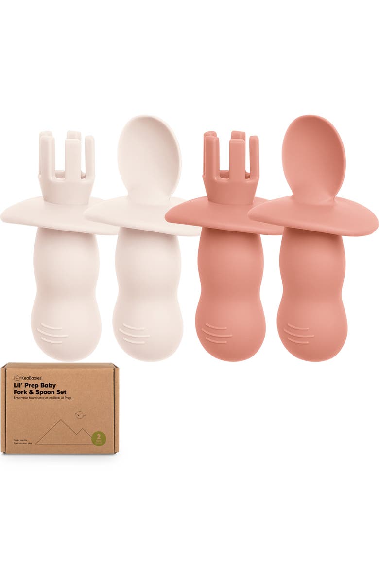 2-Sets Prep Baby Spoons & Forks Set, Main, color, Roseate