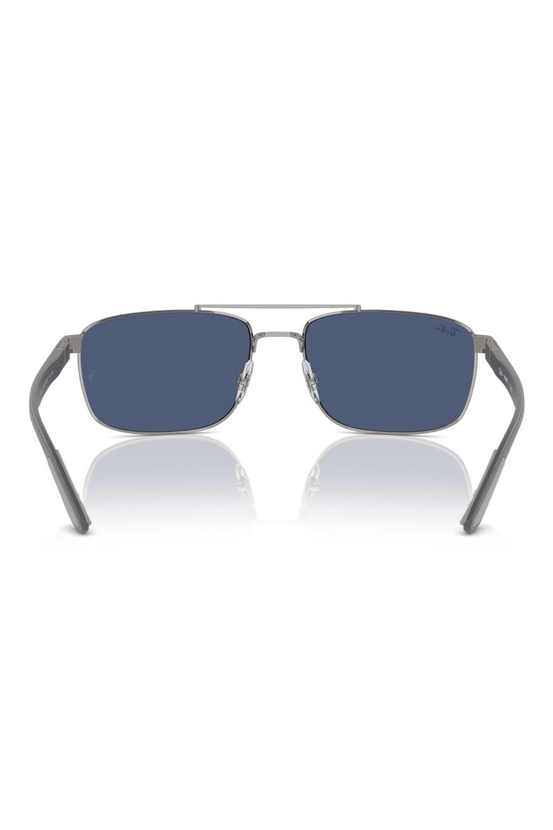 60mm Rectangular Sunglasses, Alternate, color, GUNMETAL