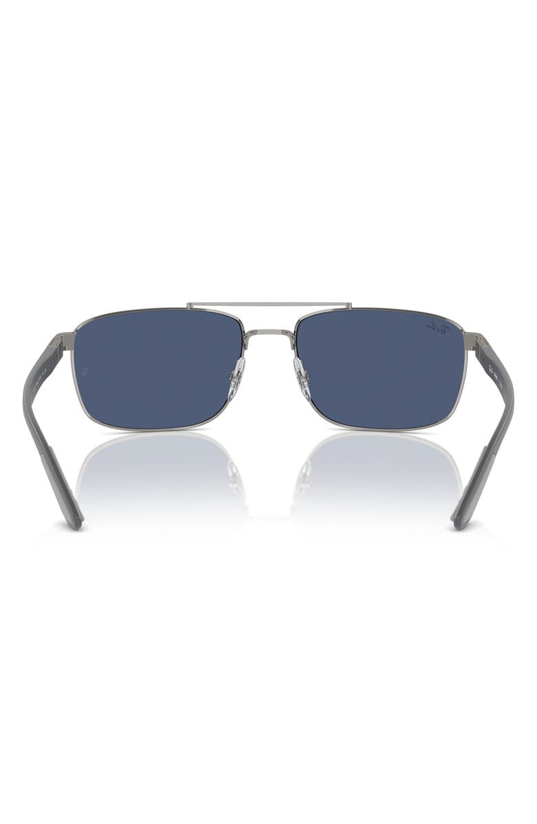 Ray-Ban 60mm Rectangular Sunglasses, Alternate, color, Gunmetal