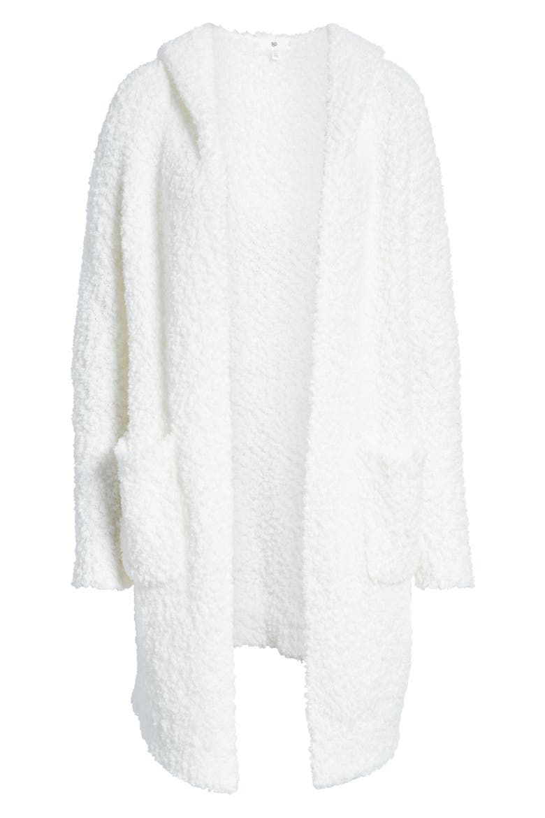 Plush Hooded Cardigan, Alternate, color, IVORY