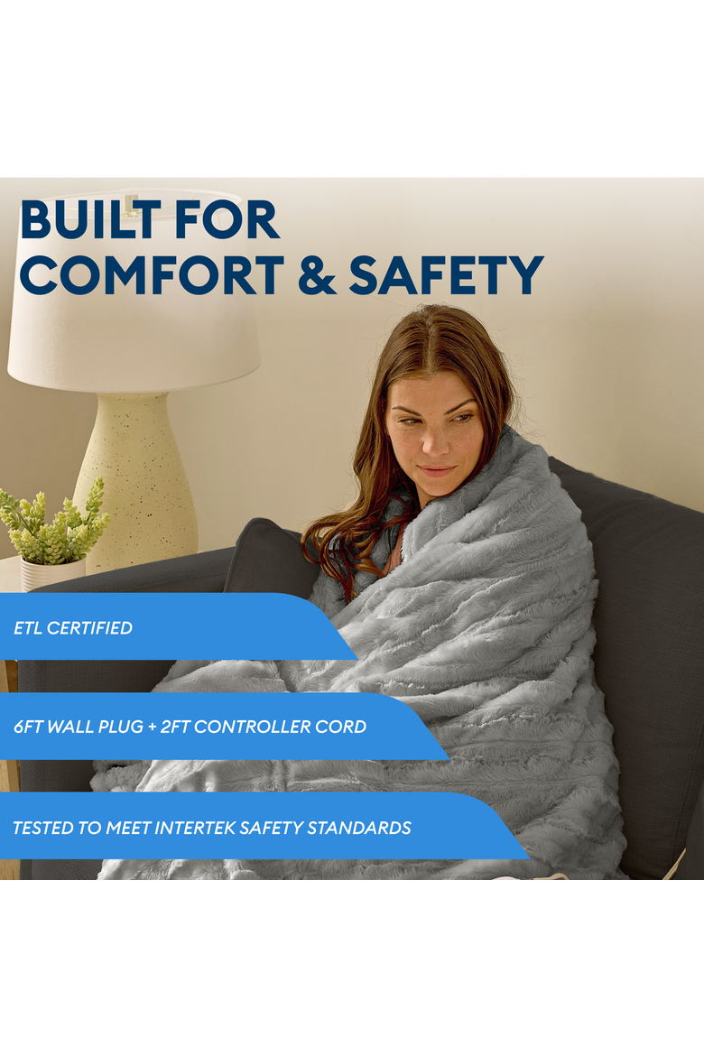 50" x 70" Heated Throw, Alternate, color, Grey