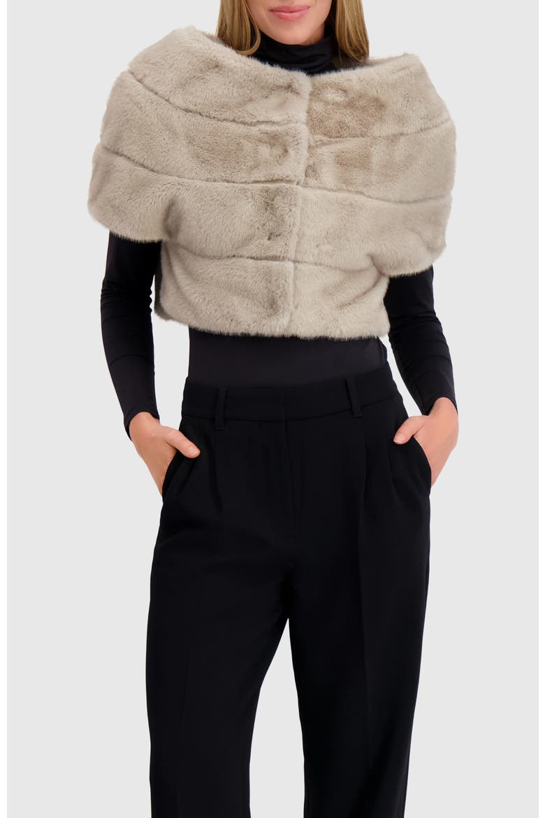 Fur-Free Mink (Faux Fur) Capelet, Alternate, color, SILVER BLUE