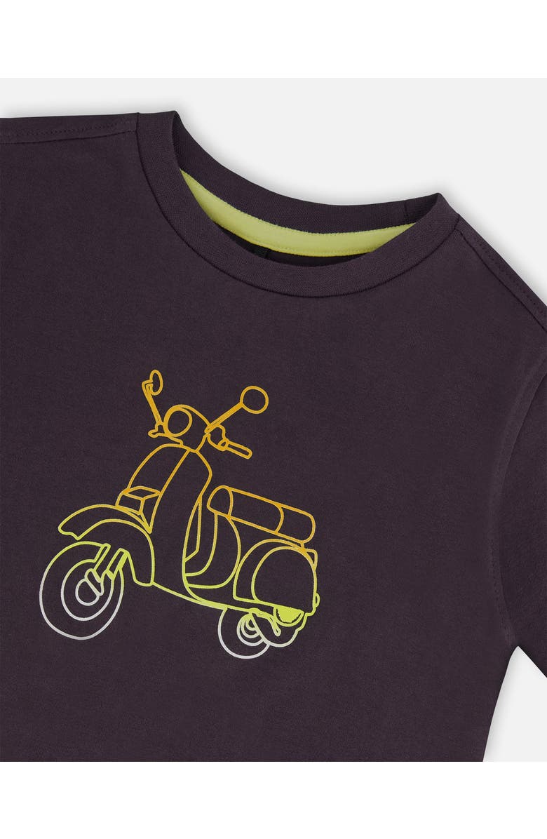 Deux par Deux Boy's Organic Cotton Tee Dark Gray And Multicolored Vespa, Alternate, color,