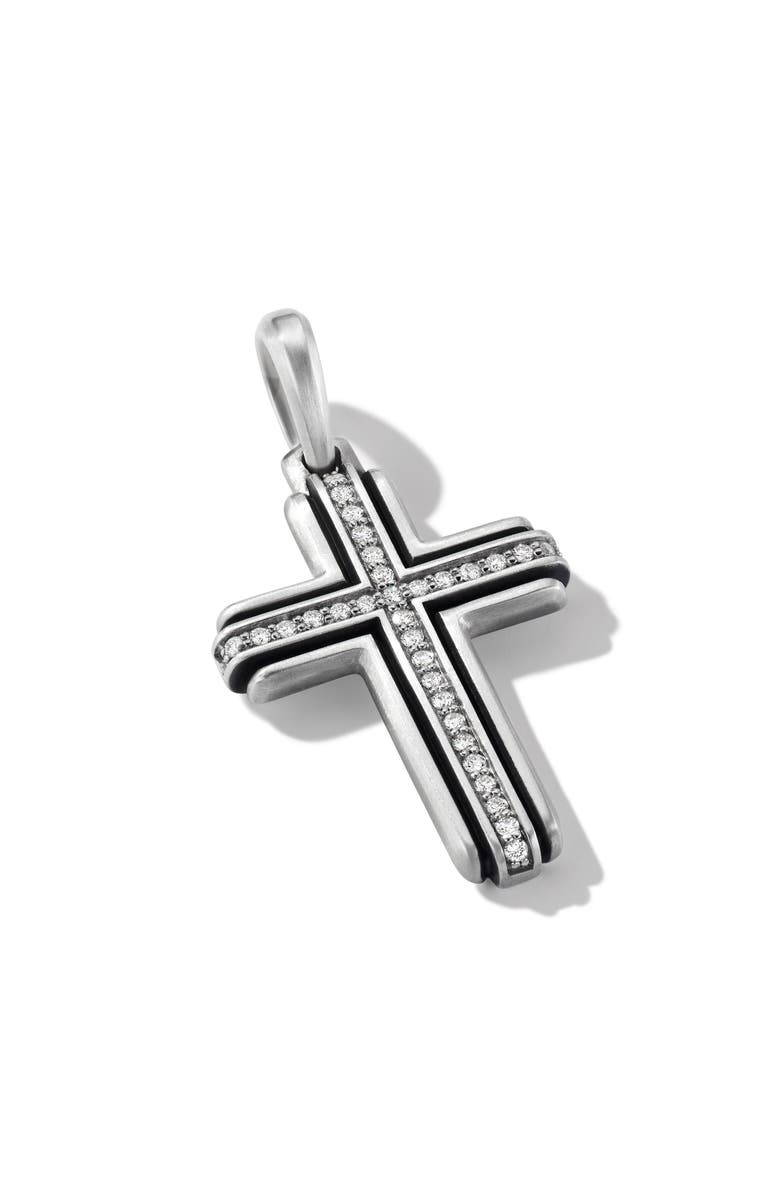 David Yurman Deco Cross Pendant with Pavé Black Diamonds, Alternate, color,