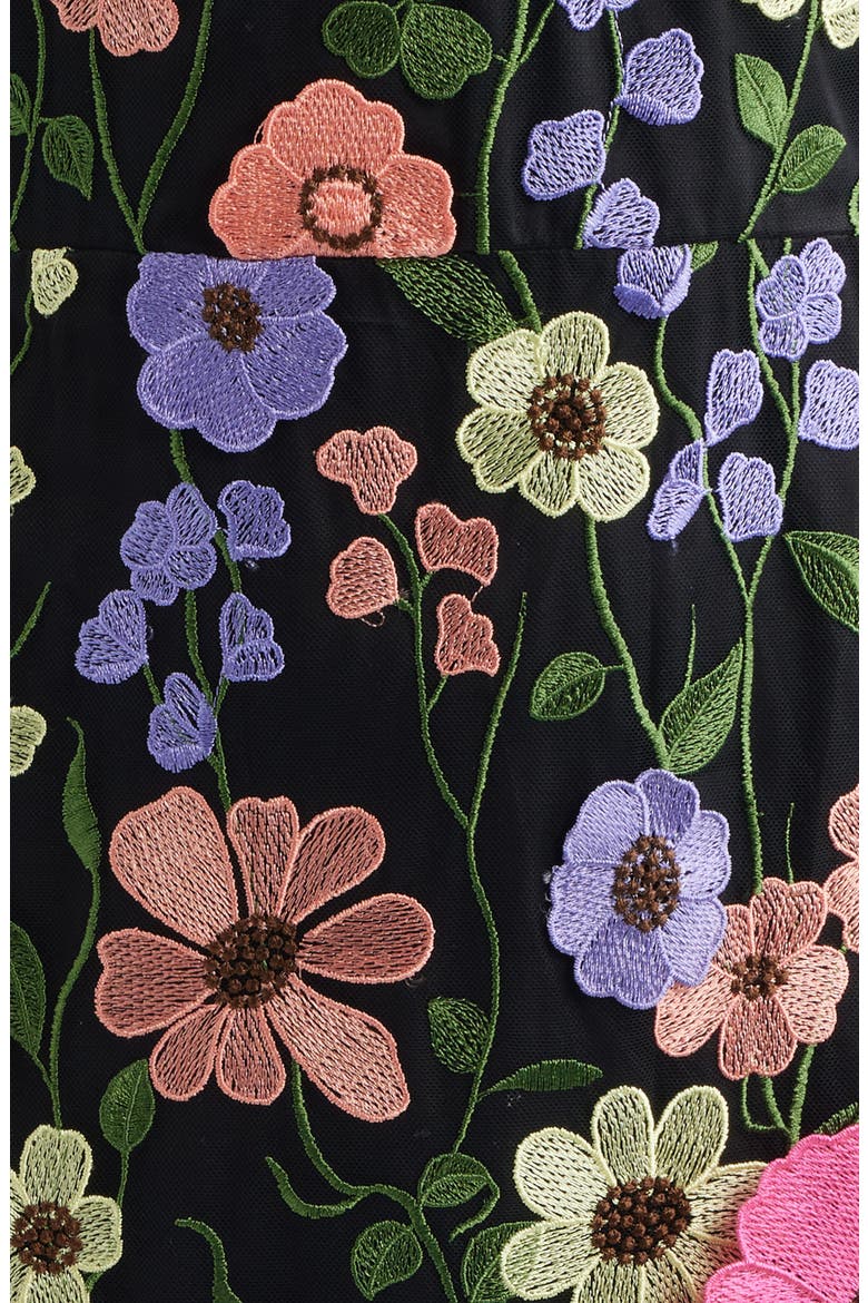 3D Floral Embellished Cocktail Dress, Alternate, color, BLACK MULTI