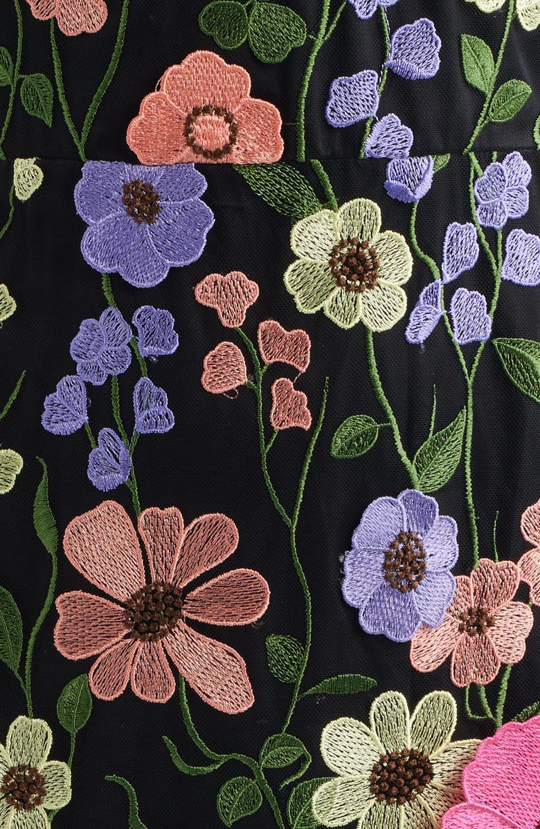 Eliza J 3D Floral Embellished Cocktail Dress, Alternate, color, Blck Multi