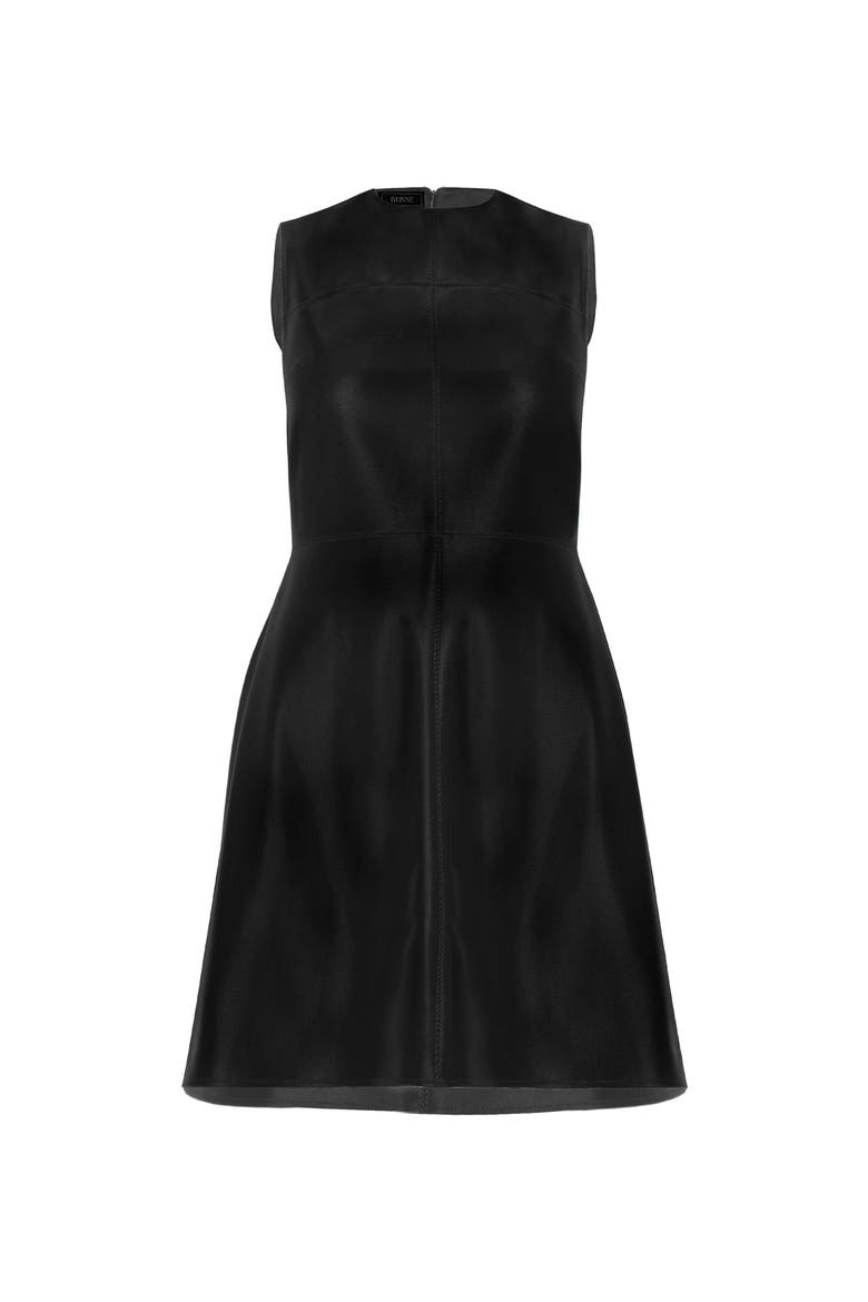 Sleeveless High Shine A-Line Dress, Alternate, color, Black