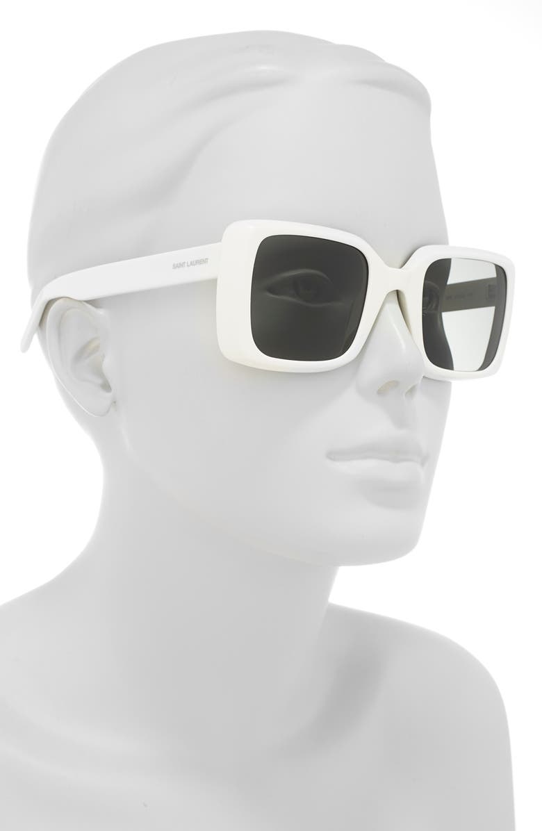 Saint Laurent 51mm Square Sunglasses, Alternate, color, Ivory Ivory Grey