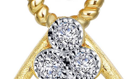 Lafonn Gold Plated Sterling Silver Open Pear Shape Simulated Diamond Dangle Earrings In White