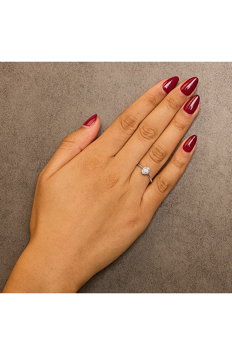 Haus of Brilliance 10K White Gold Oval and Diamond Accent Halo Birthstone Ring, Alternate, color, White Topaz