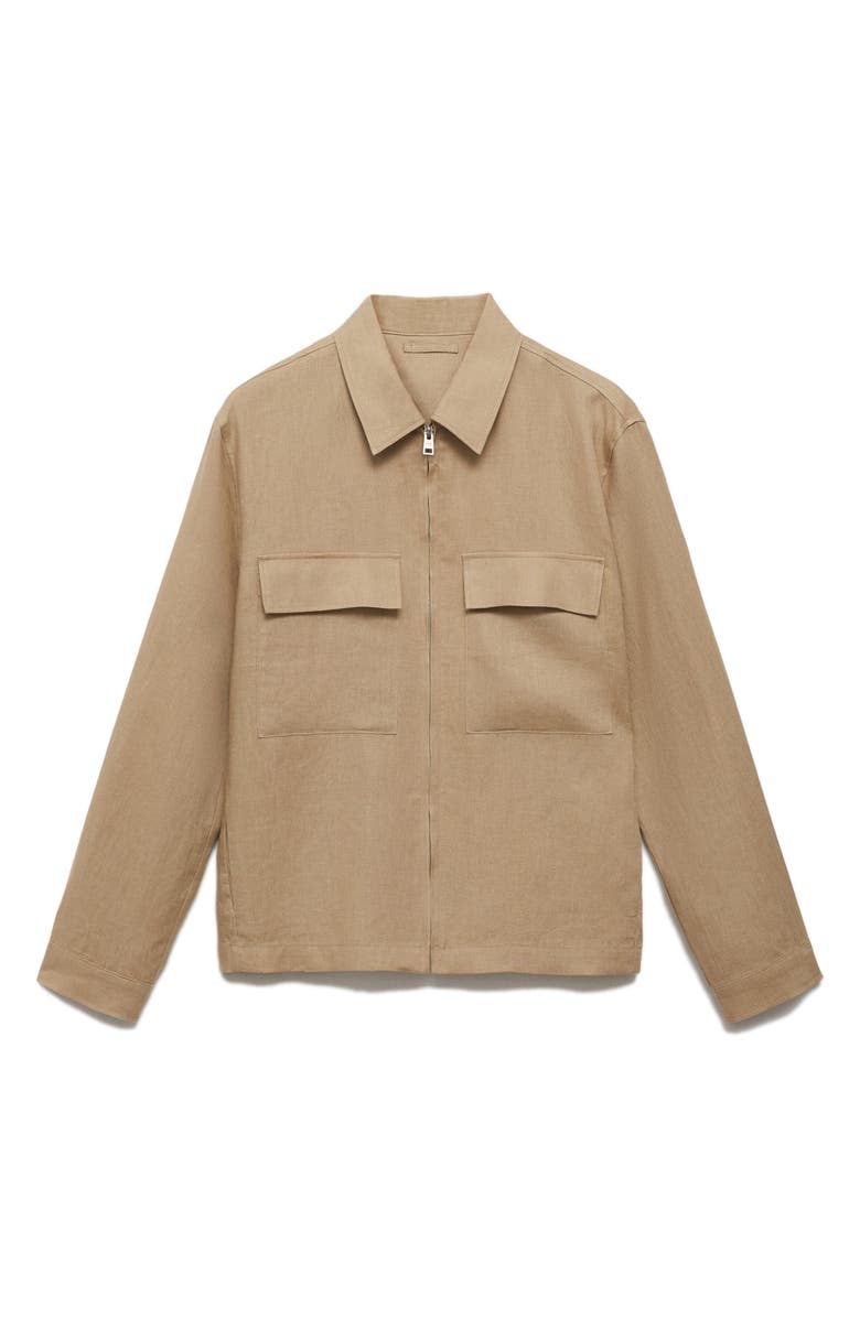 MANGO Linen Jacket with Pockets, Alternate, color, Beige