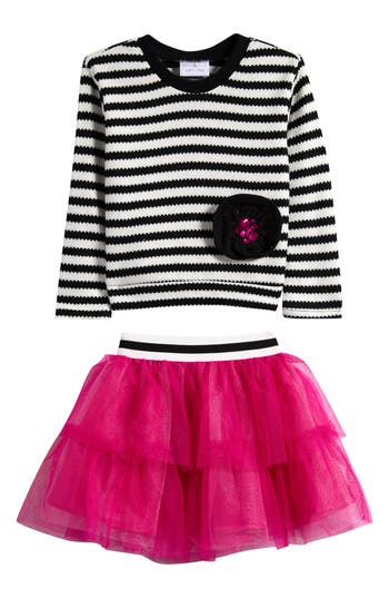 Iris & Ivy Kids' Stripe T-shirt & Tutu Skirt Set In Pink