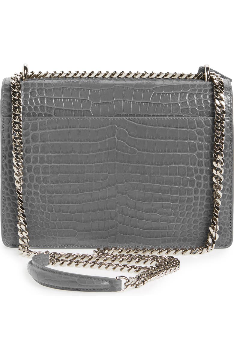 Saint Laurent 'Medium Monogram Sunset' Croc Embossed Leather Shoulder Bag, Alternate, color,