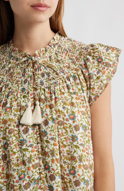 Cleobella Dira Smocked Tassel Tie Organic Cotton Top