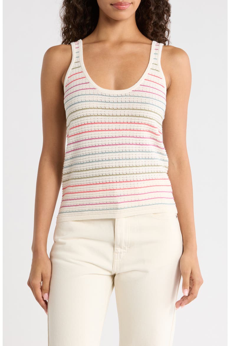 Siena Stripe Cotton Pointelle Sweater Tank, Main, color, STRIPE MULTI