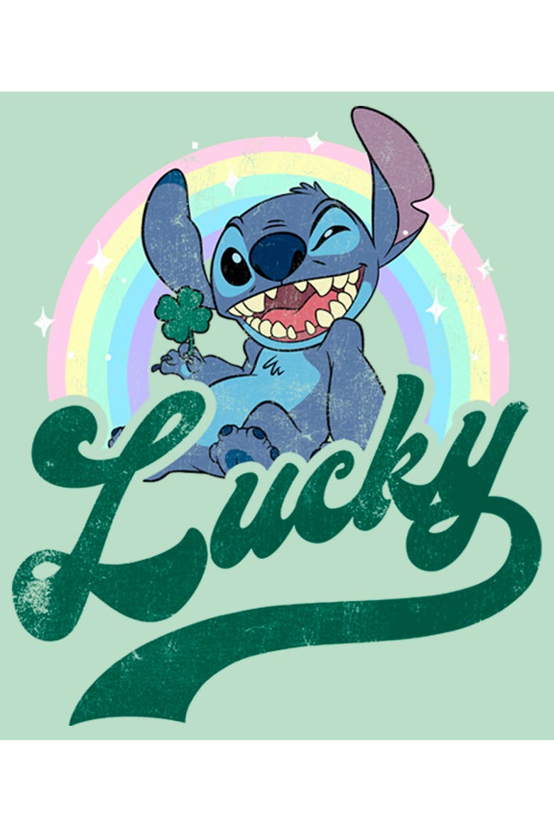 Girls' Distressed Lucky Wink Graphic Tee, Alternate, color, Mint