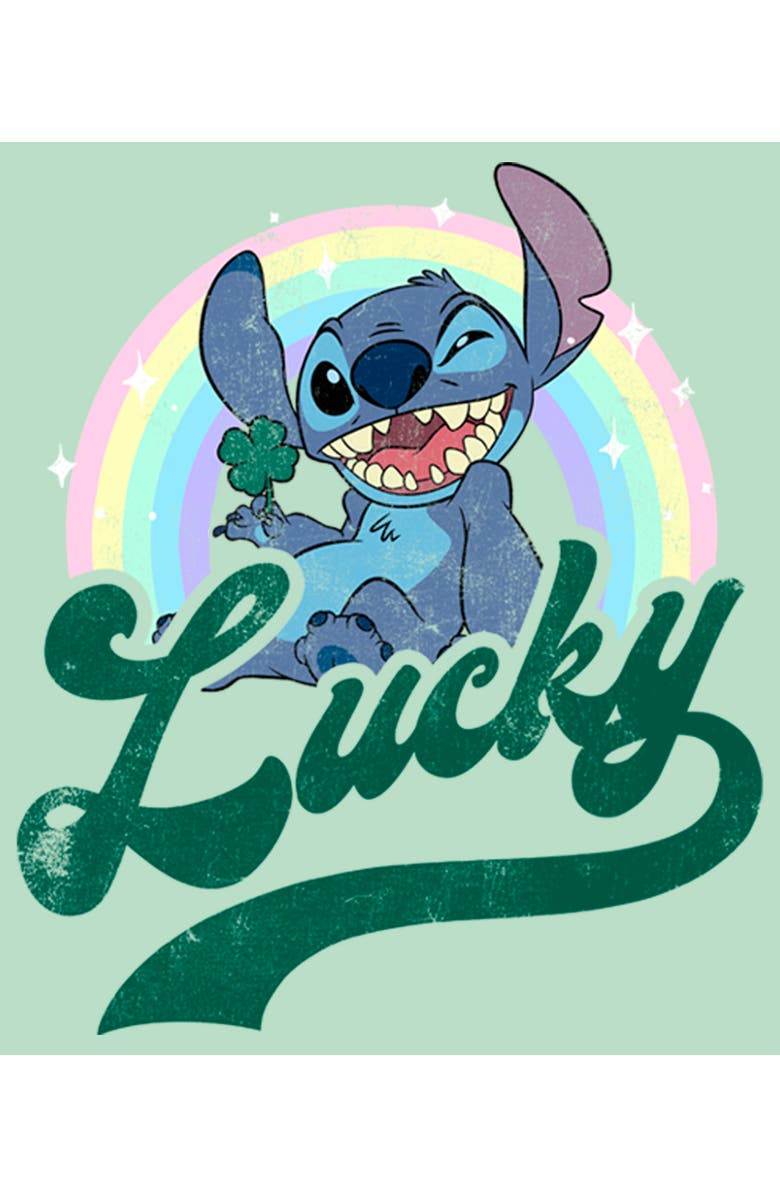 Lilo & Stitch Girl's Lilo & Stitch Distressed Lucky Wink Graphic T-Shirt, Alternate, color, Mint