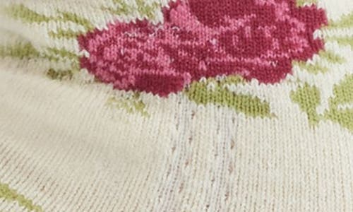 Stems Cozy Chic Floral Pointelle Quarter Socks In White