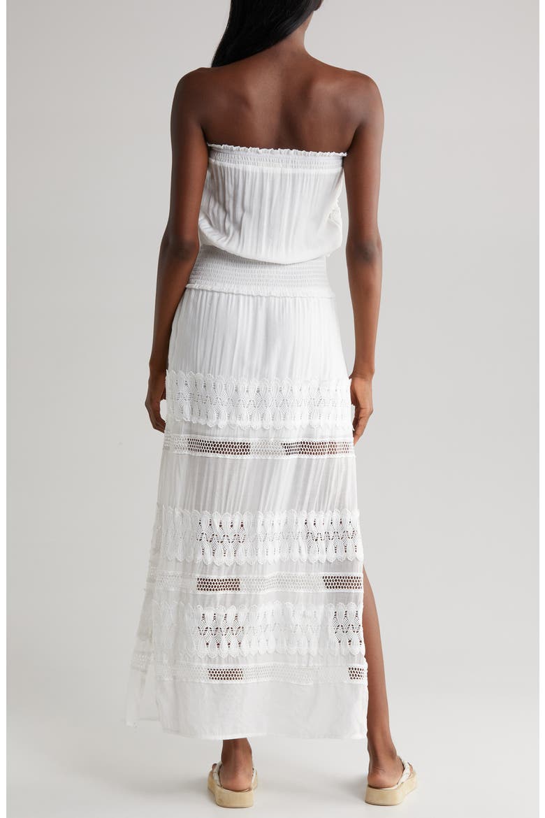 Lace Strapless Cover-Up Maxi Dress, Alternate, color, WHITE