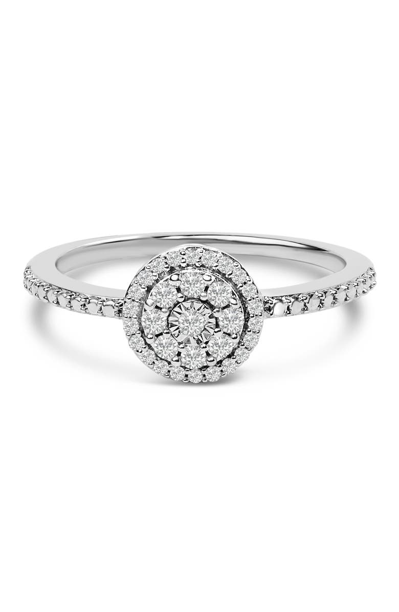 Haus of Brilliance Sterling Silver 1/5 Cttw Diamond Round Motif Halo Ring, Main, color, Silver