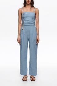 Bimba y Lola Striped Jumpsuit With Gathered Straps
