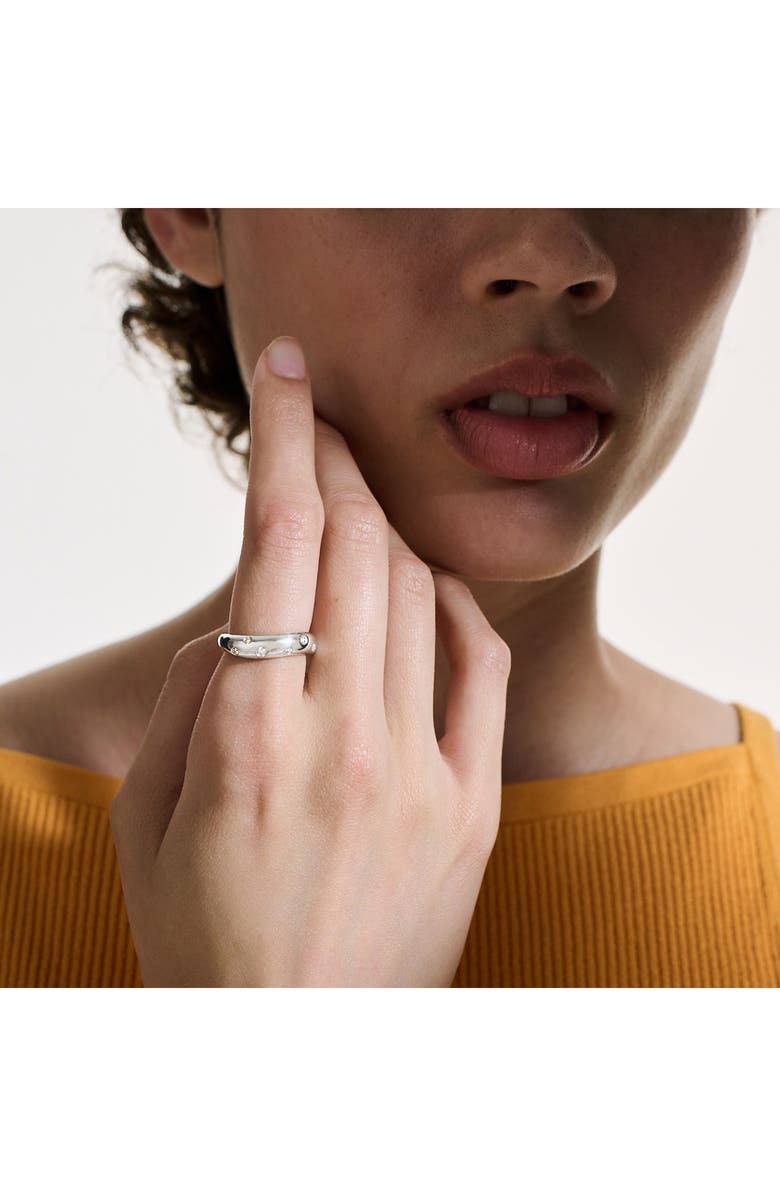 John Hardy Surf Diamond Band Ring, Alternate, color, Silver