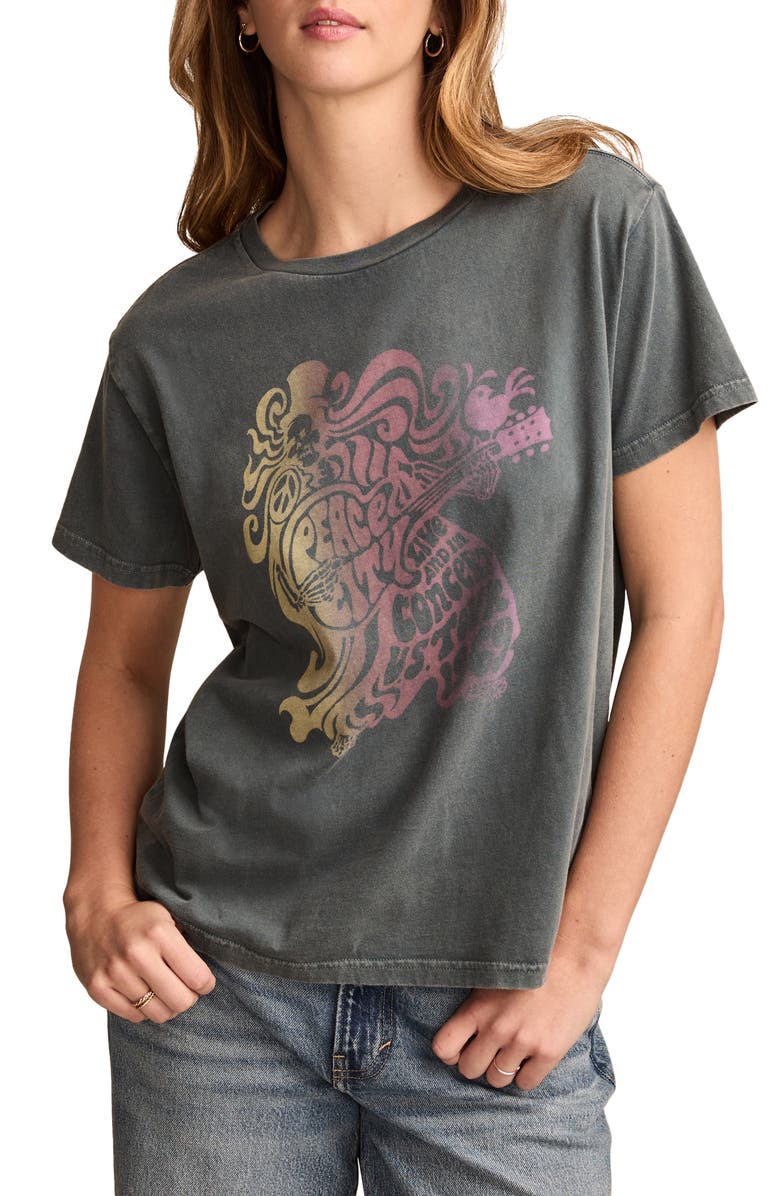 Lucky Brand Peace City Music Festival Cotton Graphic T-Shirt, Main, color, 