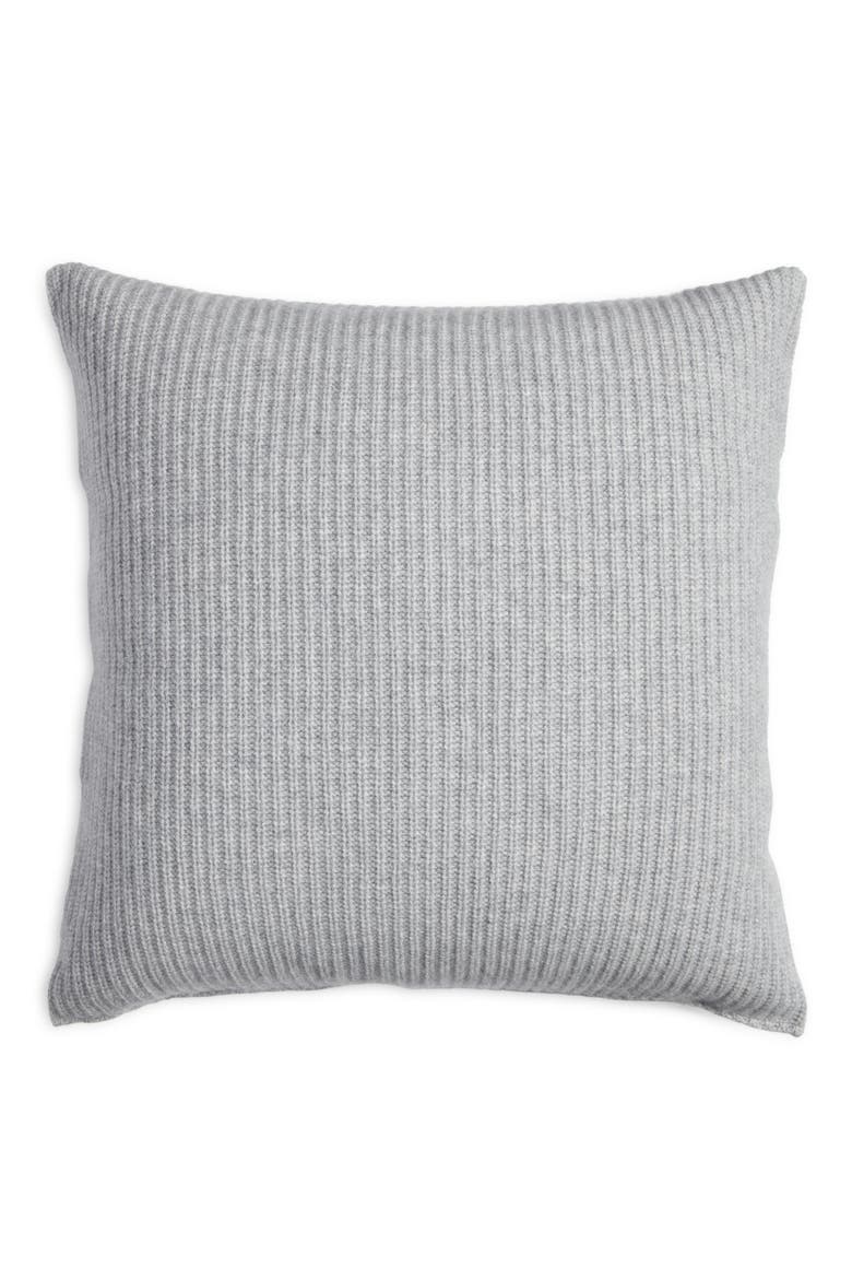 Rib Wool & Cashmere Accent Pillow, Main, color, GREY DOVE HEATHER