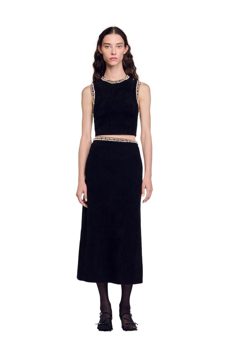 SANDRO Jewellery-neck knit top, Main, color, 