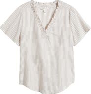 beachlunchlounge Bree Ruffle Linen & Cotton Top