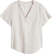 beachlunchlounge Bree Ruffle Linen & Cotton Top
