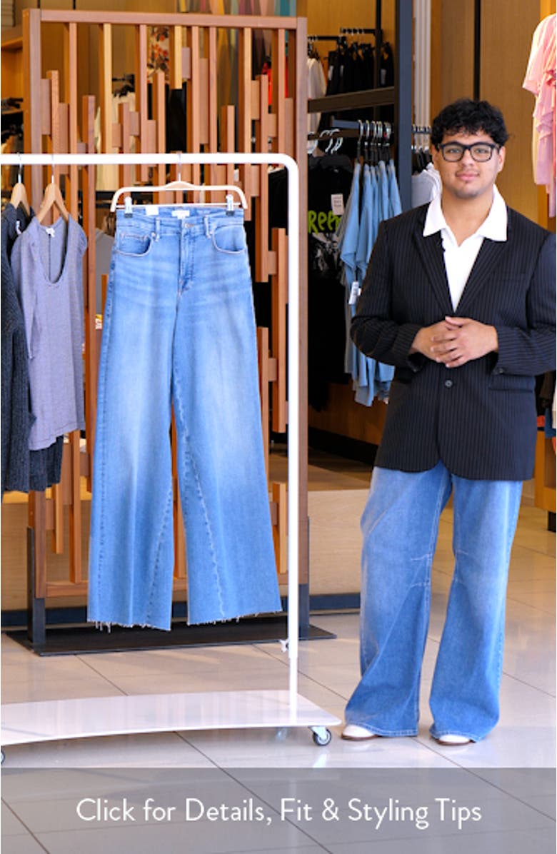 Good Waist High Waist Raw Hem Wide Leg Palazzo Jeans, sales video thumbnail